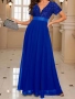 Дълга бляскава рокля в кралско синьо, снимка 4
