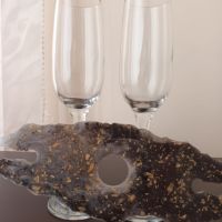 НОВ комплект поставка за чаши ръчна изработка + 2 чаши за шампанско, Спиди, снимка 1 - Ръчно изработени сувенири - 45324595