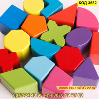 Детски дървен куб с отвори и геометрични фигури - КОД 3582, снимка 4 - Образователни игри - 45053295