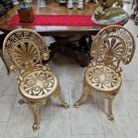 Уникален чифт антикварни месингови градински столове , снимка 2 - Антикварни и старинни предмети - 45540225
