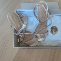 Златни обувки Eva Longoria, 38 номер, естествена кожа , снимка 5 - Дамски обувки на ток - 45824964