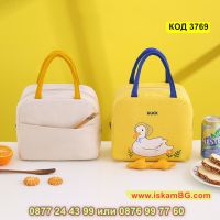 Термо чанта за храна за училище, за детска кухня пате с крачета - жълт цвят - КОД 3769, снимка 7 - Други - 45119167