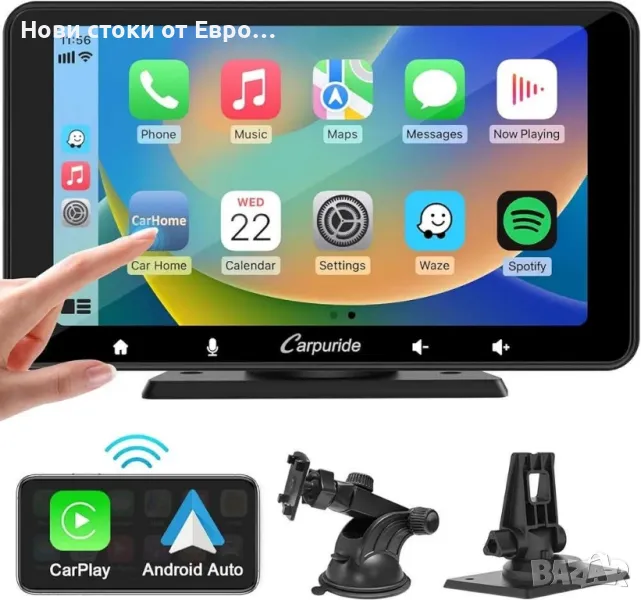 Мултимедия CARPURIDE  Wireless CarplayAndroid AutoCarStereo,7-инчHD сенз AirPlay Mirror Link, снимка 1