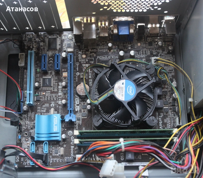 Дъно ASUS P8H61-M с процесор, вентилатор, RAM памет, снимка 1