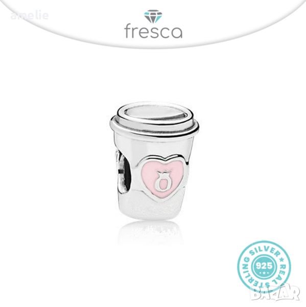 Талисман Fresca по модел тип Pandora сребро 925 Take a Break Coffee Cup Charm. Колекция Amélie, снимка 1