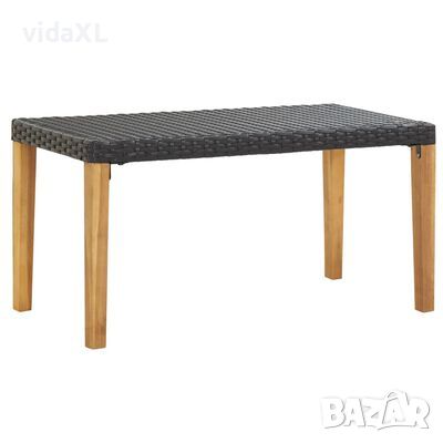vidaXL Градинска пейка, 120 см, черна, полиратан и акация масив（SKU:46488, снимка 1