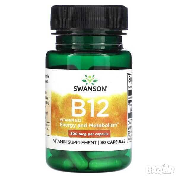 Swanson Витамин B12, 500 mcg, 30 капсули, снимка 1