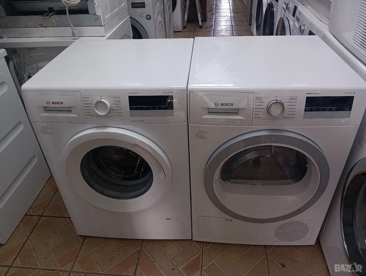Комплект пералня и сушилня с термопомпа Бош Bosch Serie 4 A+++ 2 години гаранция!, снимка 1