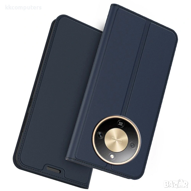 Калъф за Honor Magic8 Lite 5G, Кожен PU, с Прозорец, Джоб за Карти и Вграден Стенд, Магнитно Затваря, снимка 1