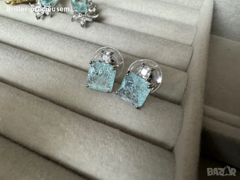 Обеци със сини камъни , снимка 1