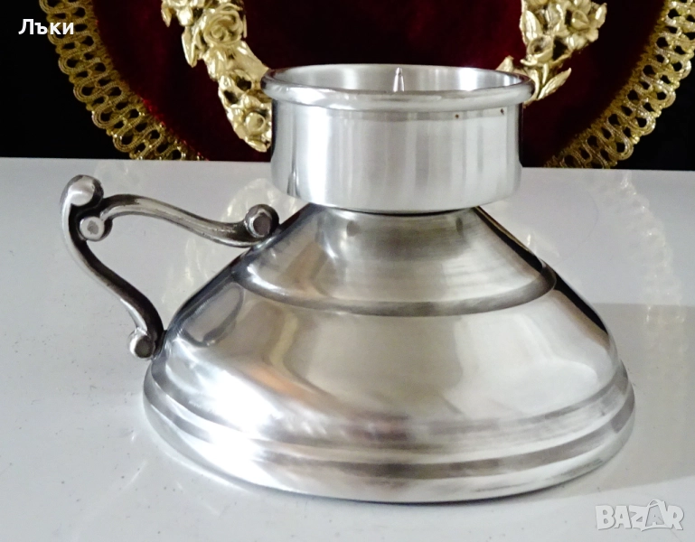 Калаен свещник с дръжка. , снимка 1