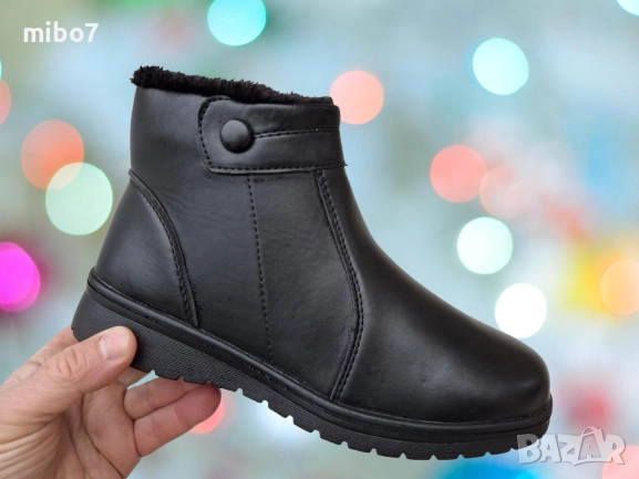  Дамски зимни боти с цип и топъл хастар в черно., снимка 1