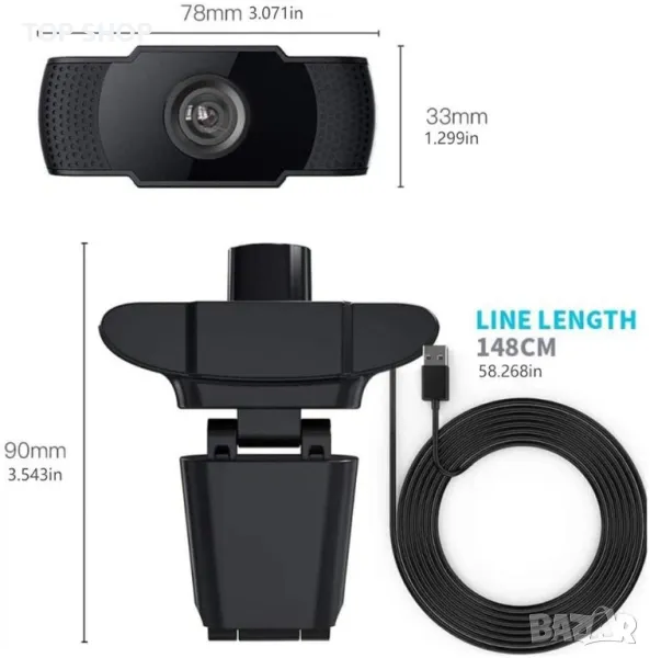 уеб камера 1080P с микрофон, настолен компютър лаптоп USB 3.0 уеб камера за видео разговори,, снимка 1