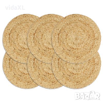 vidaXL Подложки за хранене, 6 бр, естествен цвят, 38 см, кръгли, юта, снимка 1