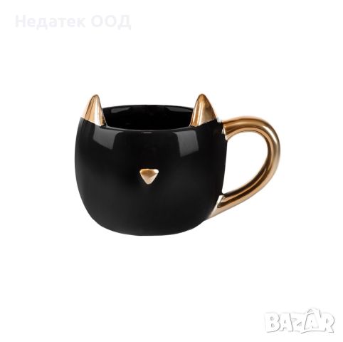 Керамична чаша, 3D Черна котка, 300 мл, снимка 1 - Чаши - 45278888