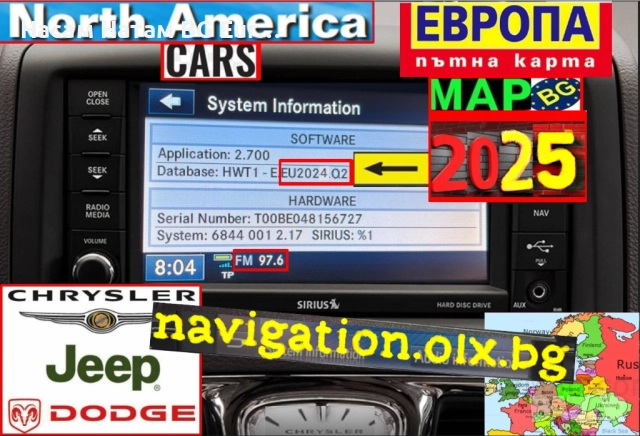 🚗 Gps Карта за Европа 2026 JEEP, Chrysler, Dodge, RAM карта навигация MYGIG RHR RHW REW RER BG