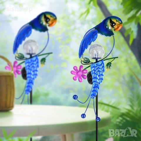 Екзотичен светещ папагал със соларен панел и лесен монтаж – Градинска декорация 4473