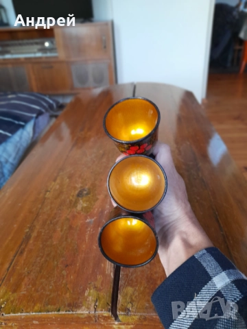 Стара Руска дървена чаша,чаши,хохлома #8, снимка 4 - Други ценни предмети - 52283801