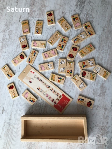 детско дървено домино, дървена играчка, goki, снимка 4 - Образователни игри - 54144946