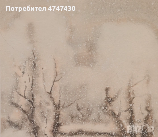 Сава Цоновски акварел пейзаж, снимка 3 - Картини - 53616756