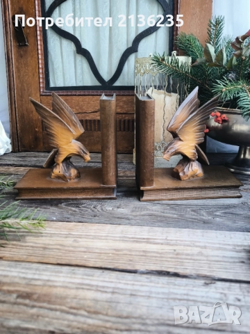 Дървени стопери за книги Орли, снимка 3 - Антикварни и старинни предмети - 52817506