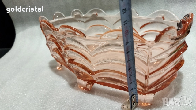 Стара стъклена купа фруктиера бонбониера, снимка 6 - Антикварни и старинни предмети - 52675093