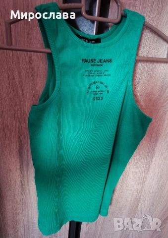 Зелен потник Pause jeans, Л размер , снимка 4 - Потници - 51130953