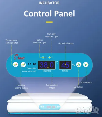 Инкубатор за яйца с микрокомпютър и автоматичен контролер H-, снимка 3 - Друга електроника - 49229105