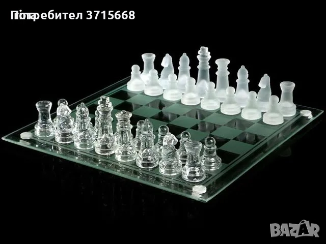 Стилен стъклен шах - малък 20см×20см, снимка 3 - Шах и табла - 52915264