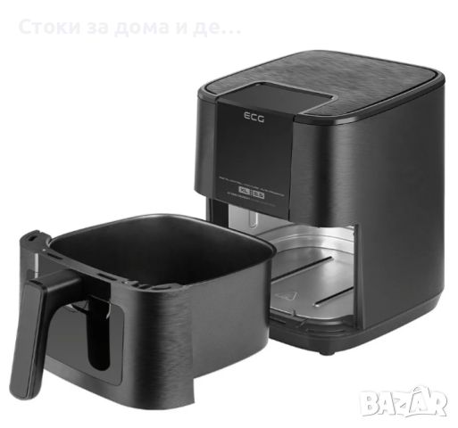 ✨Фритюрник с горещ въздух ECG AF 5500 Crunchy, 5,5 л, 8 програми, 1350 W, Черен , снимка 3 - Фритюрници - 45907052