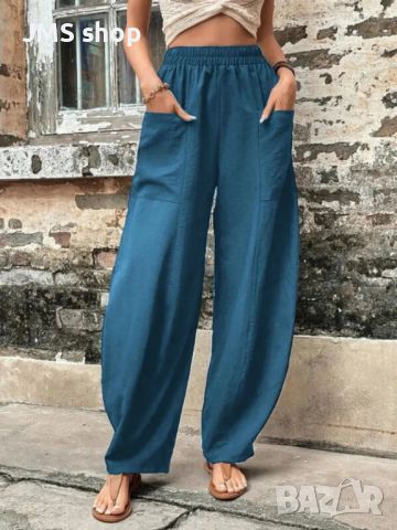 Дамски улични ежедневни едноцветни панталони с цял джоб и пачуърк, 11цвята , снимка 7 - Панталони - 45716612
