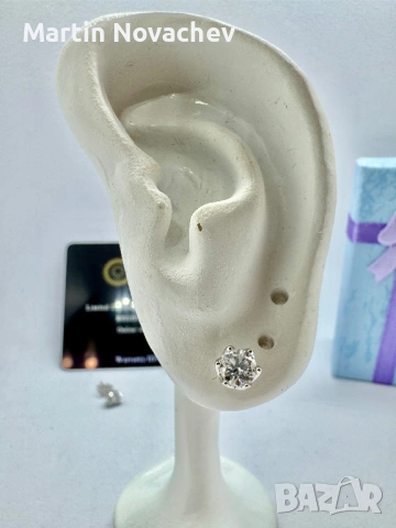 Сребърни обеци с мойсанит (Диамант) 0.5 карата, снимка 9 - Обеци - 53889248