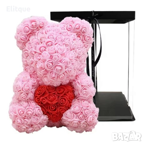 Мече от рози, 25см с подаръчна кутия в 3 цвята, снимка 4 - Подаръци за жени - 53040252