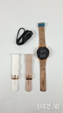 Нов Елегантен смарт часовник със златиста каишка, снимка 2 - Смарт гривни - 53212619