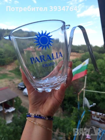 НоваСтъклена ледарка с щипки, снимка 2 - Прибори за хранене, готвене и сервиране - 51395410