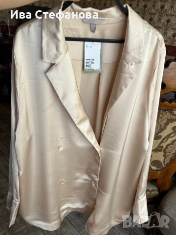 Ново етикет бежово екрю сатен сатенено елегантно сако 2Хл 2 XL , снимка 4 - Сака - 51732083