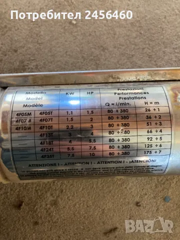 Потопяема трифазна помпа Belardi 4F10T, снимка 2 - Напояване - 49539616