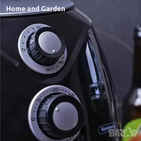 Фритюрник AirFryer Rosberg Premium, 1600W, 3л., Горещ въздух, Таймер, до 200°C, Черен, снимка 3 - Фритюрници - 53995691