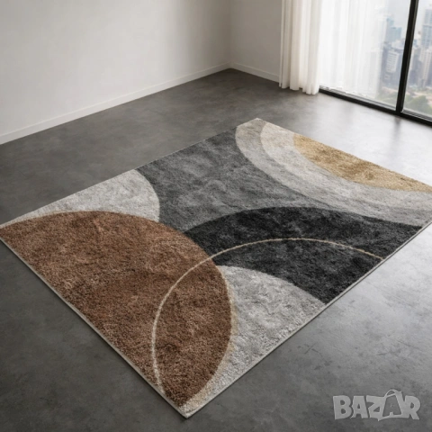 Модерен килим за хол 120х160см - Абстрактни дизайни и 3D ефект, Противоплъзгащ, снимка 4 - Килими - 53884255
