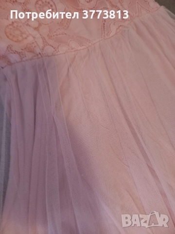 Нежна светлорозова рокля с дантела и тюл – подходяща за бал, кръщене или официални поводи, снимка 5 - Рокли - 52511497