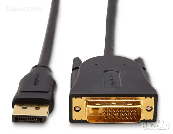 Amazon Basics кабел DisplayPort към DVI, 1920x1080p, 1080@60Hz, позлатени щепсели, 1,8 м, снимка 5 - Кабели и адаптери - 46982706