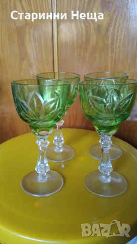 Ретро Винтидж стар цветен кристал кристални чаши за вино , снимка 2 - Антикварни и старинни предмети - 45724903