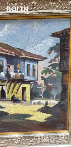 Българска картина - Пейзаж- Наполеон Алеков 1966, снимка 5 - Антикварни и старинни предмети - 49696788