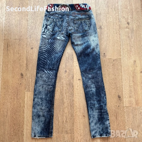 Desigual дамски слим дънки с бродерия размер 28, снимка 10 - Дънки - 53867981