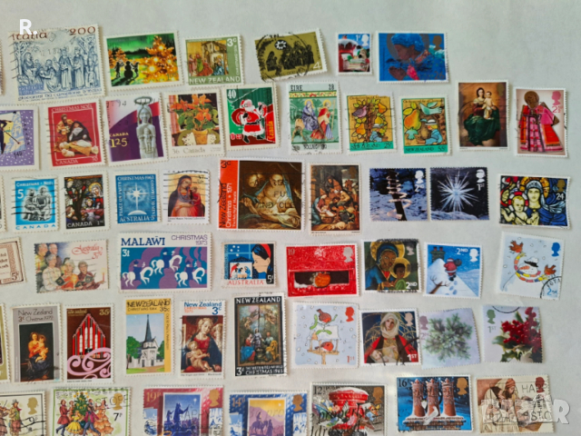 Пощенски марки Рождество / Коледаоколо 100бр, снимка 3 - Филателия - 53126244
