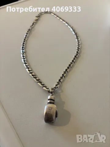 Сребърен плътен синджир с боксова ръкавица 67.62гр 925 