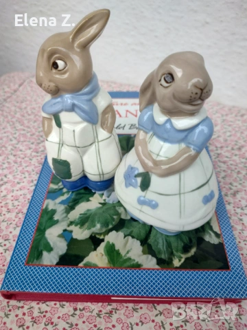 Royal Dux Czechoslovakia двойка винтидж фигурки на зайчета, снимка 8 - Колекции - 53705068