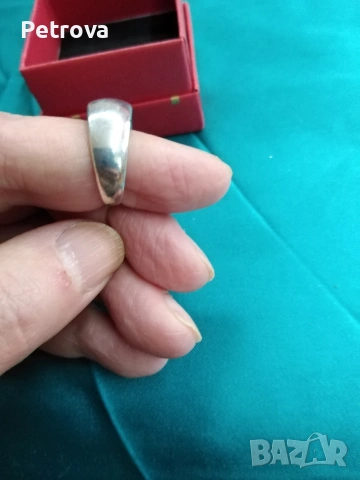 Сребърен пръстен тип халка, снимка 4 - Пръстени - 53134739