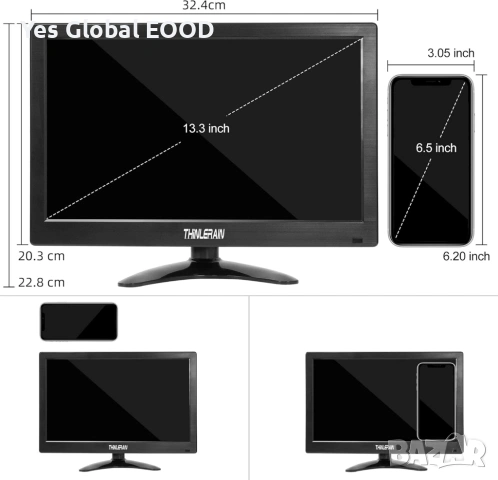 13.3" Преносим монитор HDMI/VGA/BNC VESA, снимка 6 - Монитори - 53640065