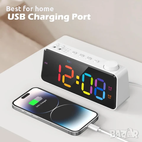 ANJANK Детски радиобудилник, цветен. дигитален с LED дисплей , снимка 6 - Други - 50848649